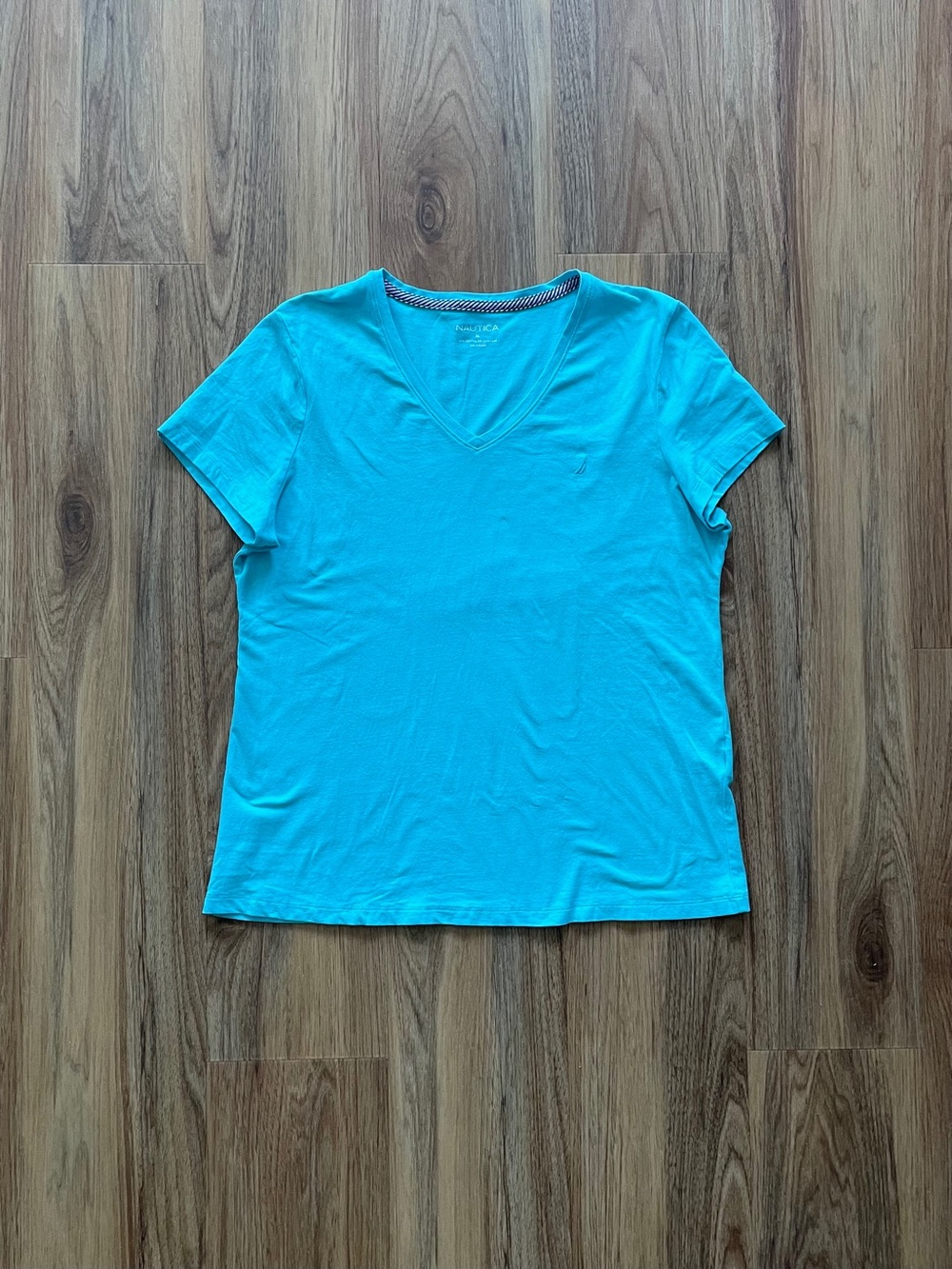 Nautica Women's Turquoise V-Neck Short Sleeve Tee